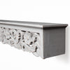 Hand-Carved Medallion Floating Wall Shelf - Grey (30”)